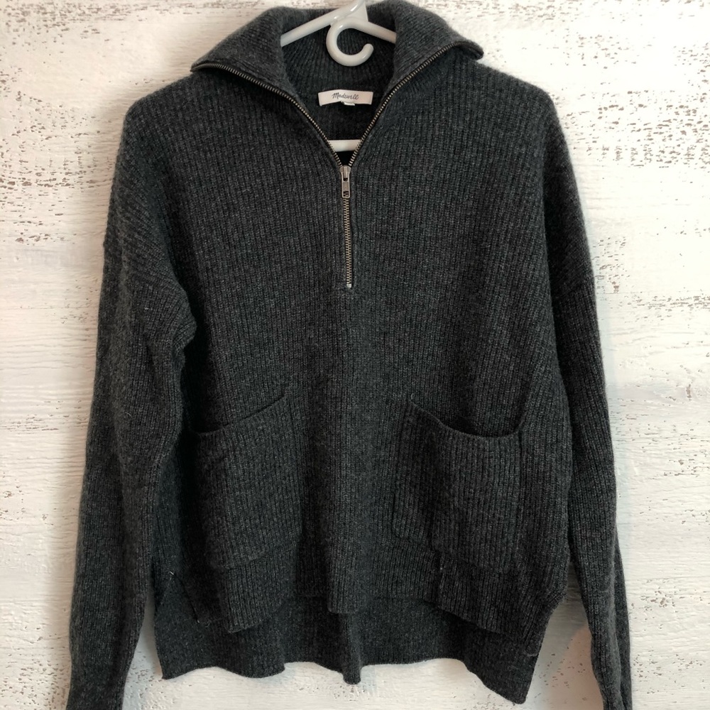 NEW Madewell zip up turtleneck sweater.  Grey.  Size M.